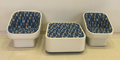Douglas Deeds designed chairs and ottoman